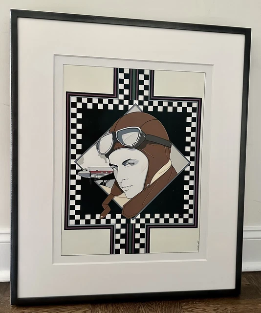 Patrick Nagel Original: Into The Wild Blue Yonder. Framed. Patrick Nagel Original: Into The Wild Blue Yonder. Framed.