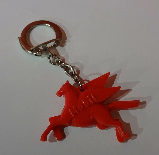 Original alter MOBIL ÖL Mobiloil Pegasus Kunststoff Schlüsselanhänger 60er Jahre