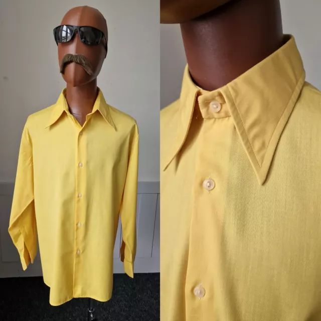 CAMICIA TRIOLA VINTAGE ANNI 60/70 | 17"/XL | Polsino Singolo Policotone Giallo Mod BD58