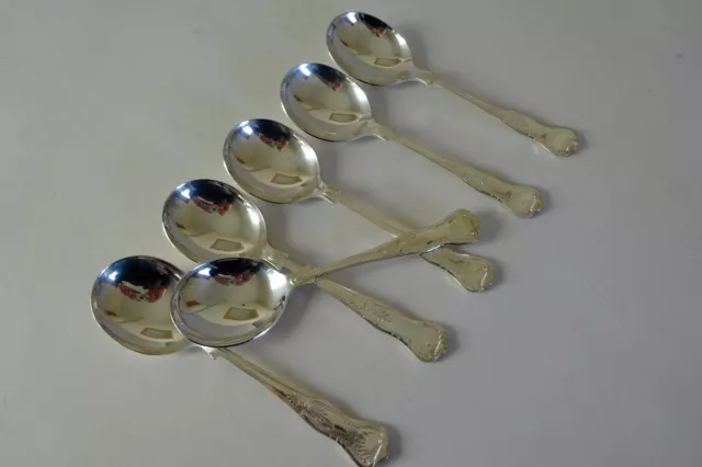 6 Superb Heavy Vintage Cooper Ludlum Sheffield EPNS A1 Kings Royale Soup Spoons