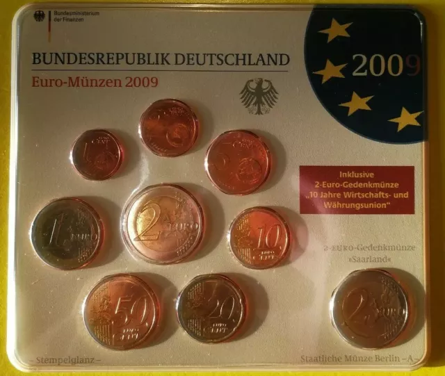 Divisionale Euro Germania Zecca A 9 Monete Euro 2 Comm - 2-1-50-20-10-5-2-1