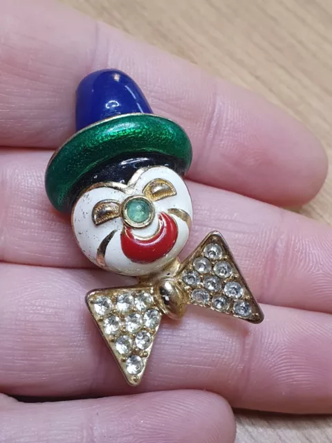 Rare! Vintage Ciner Happy Clown Enamel Costume Jewellery Brooch