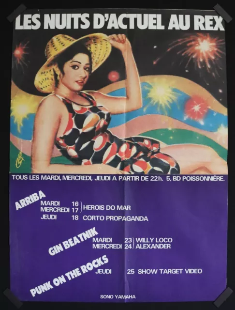 LES NUITS D'ACTUEL AU REX- Affiche originale REX Club Paris 1980' - 80 x 59 cm