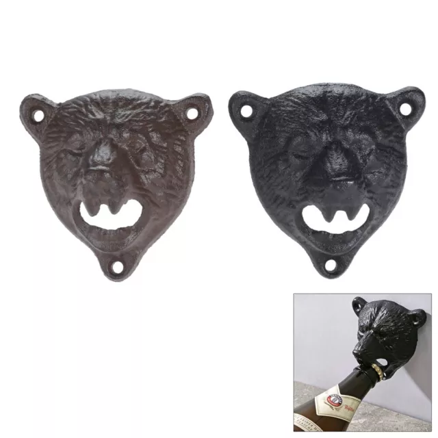 Cast Iron Bear Wall Mount Kitchen Bar Shop Coke Beer Bottle Opener Household