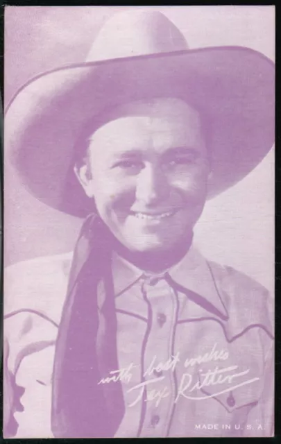 TEX RITTER Western Cowboy Movie Star Vtg Penny Arcade Exhibit Card Old Vending