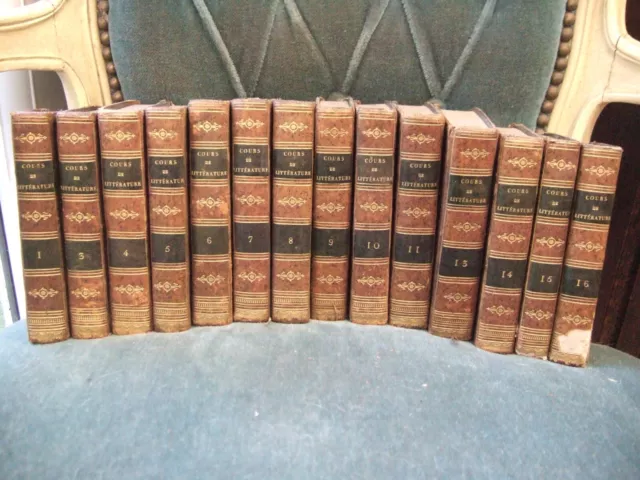 Lot Livres Anciens ,1817, 14 volumes, Littérature Ancienne et Moderne, La Harpe