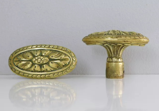 ☐6mm,Lot 2 Ancien Bouton en Bronze Massif,Poignée de Porte XIX,Style Louis XVI