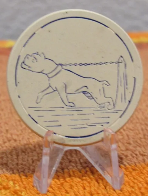 Vintage Bulldog White Clay Poker Chip - Token