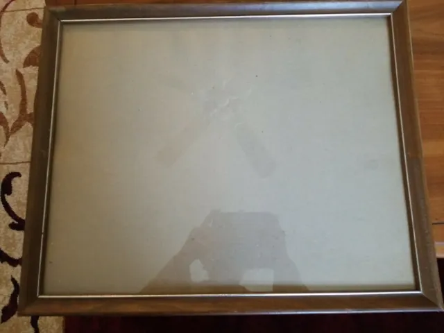 Vintage Wooden Picture Frame With Glass 21.5" x 17.5"