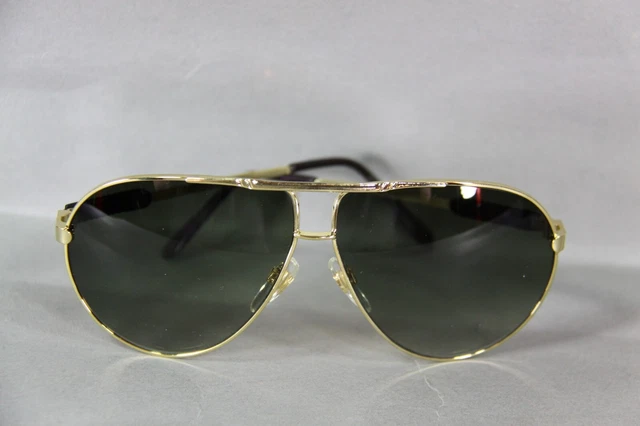 Vintage Sonnenbrille Flieger Rahmen Goldfarben Gläser Grün