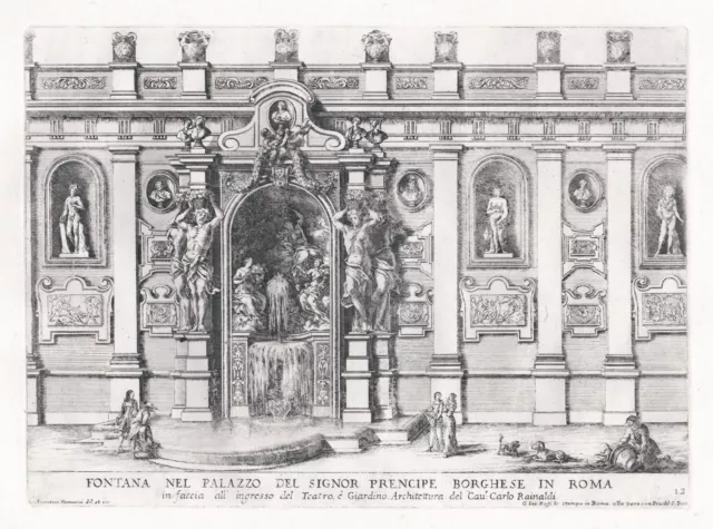 Rom Roma Rome Brunnen fontana fountain Kupferstich engraving Venturini 1690