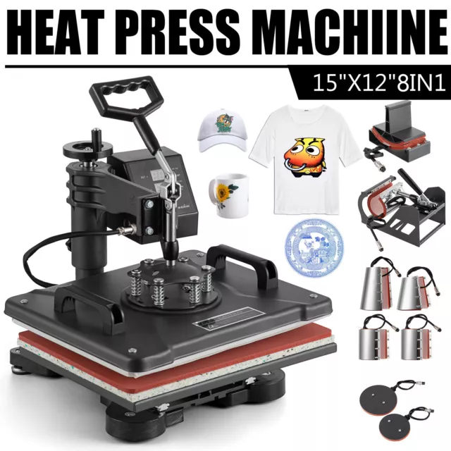 8 in 1 T-Shirt /Mug/Plate Hat Heat Press Machine Swing Away Digital Sublimation