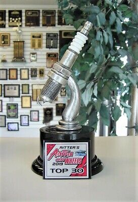 Car Show Trophy Silver Spark Plug Award Free Lettering 8 1/4" Tall Small Nb6