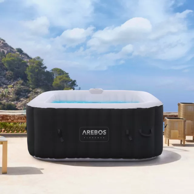 AREBOS Whirlpool | In- & Outdoor | 154 x 154 cm | LED-Beleuchtung | Quadrat