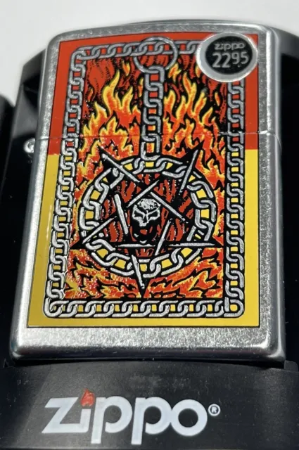 Zippo 2008 Burning Chains Pentagram Barrett Smythe Lighter Sealed In Box R27