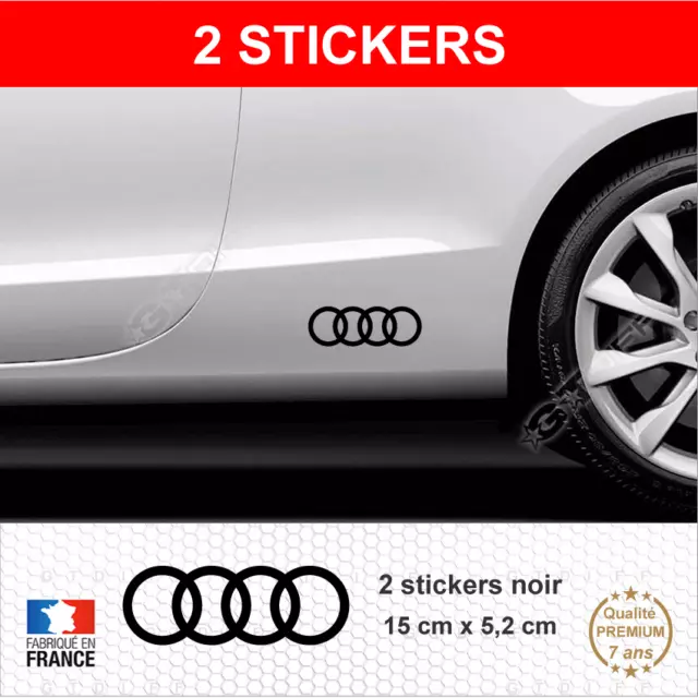 2 Stickers ANNEAUX AUDI Noir Autocollants Adhésifs Bas de Caisse compatible