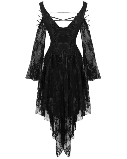 Dark In Love Gothic Lace Dress Black VTG Steampunk Victorian Witch Vampire 2