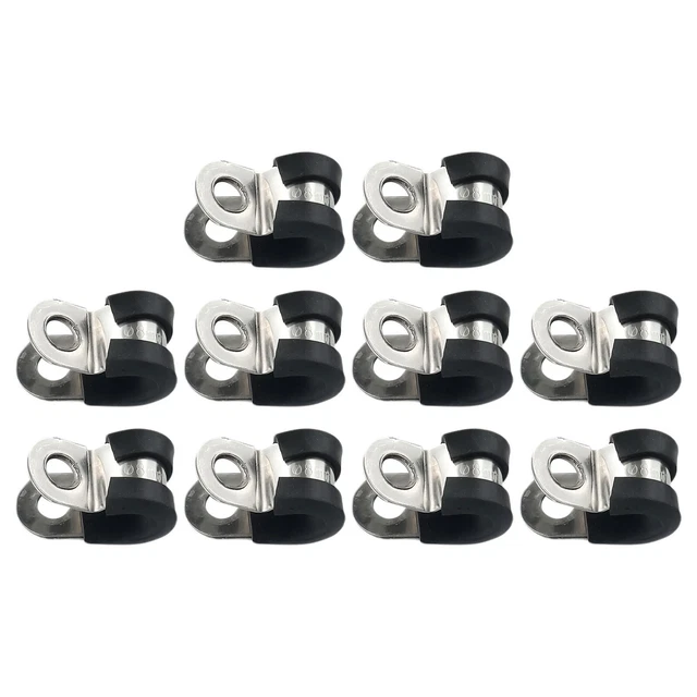 YYIGVMO 20 Pièces 9mm Caoutchouc Doublé P Clips, Colliers De Serrage En 304 Acier Inoxydable De Caoutchouc, P Clips Tuyau Pinces, Pour Tuyau, Câble