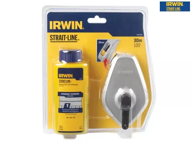 Irwin Strait-Line Aluminium 30M Chalk Line & Blue Chalk Pack 10507683