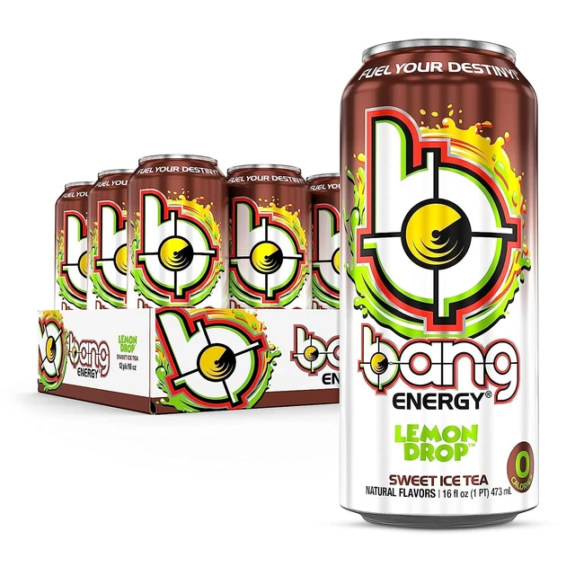 BANG ENERGY DRINK 0 Calories, Sugar Free Lemon Drop Sweet Iced Tea
