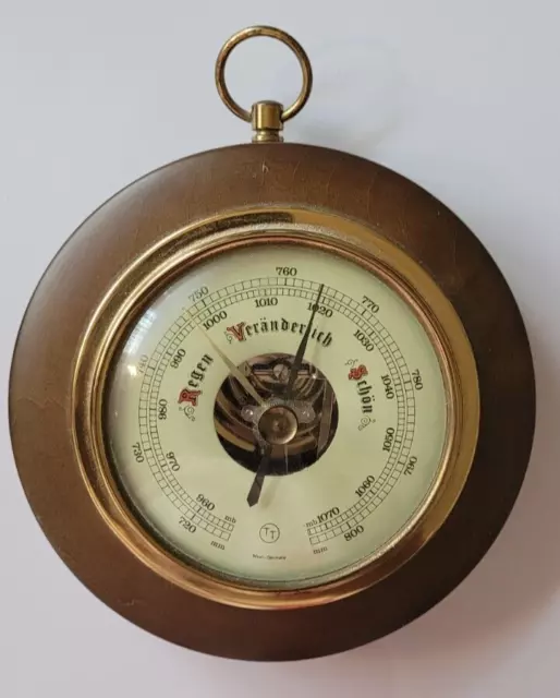 Wetter - Barometer antik Holz, messing, aus Auflösung, 1A Zustand