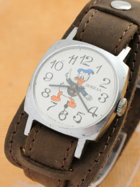 Rare USSR WATCH POBEDA Comes Donald Duck Soviet Vintage Serviced mechanical