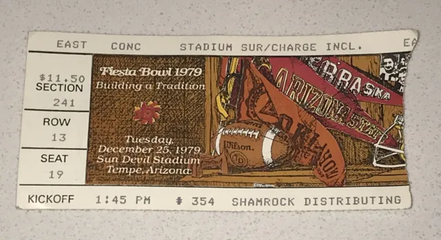 12/25/79 1979 Fiesta Bowl Football Ticket Stub Dan Marino Freshman Rookie TBC