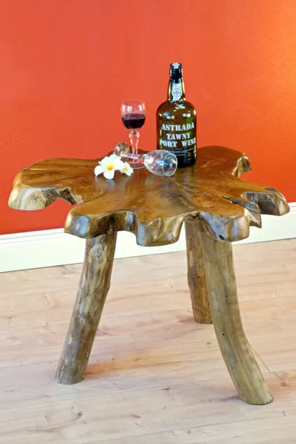 Madera de Raiz Mesa Auxiliar Panel Árbol Raíz Redondo Mesita Baja 45 x 50cm