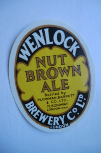 Neuwertig Wenlock London Abgefüllt Von Plowman Nut Braun Ale Brauerei Bierflasche Etikett