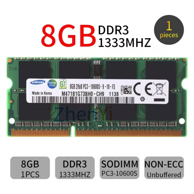 Samsung 8Go 4Go 2G DDR3 1333MHz PC3-10600S 2Rx8 SODIMM CL9 Laptop Mémoire RAM FR