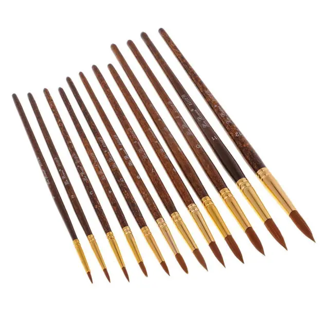 12x Pennello tondo Set pennelli per pittura ad olio per acquerelli in acrilico 2