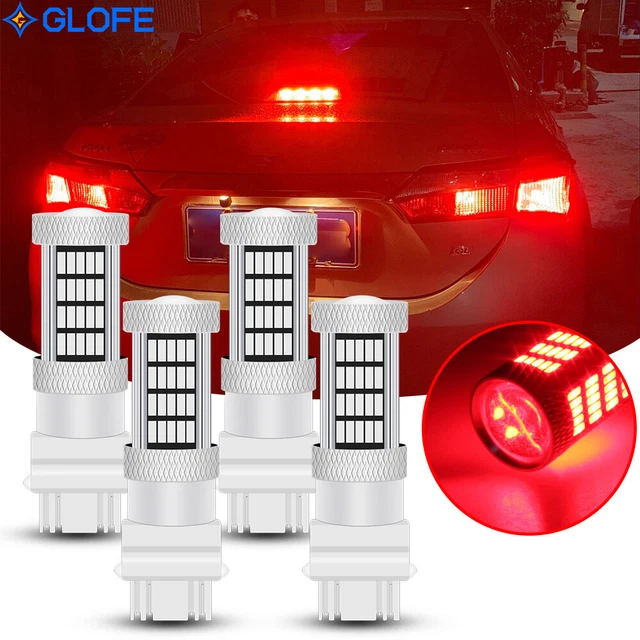 4X GLOFE 3157 3156 Canbus Red LED Brake Tail Stop Signal Light Bulbs Error Free