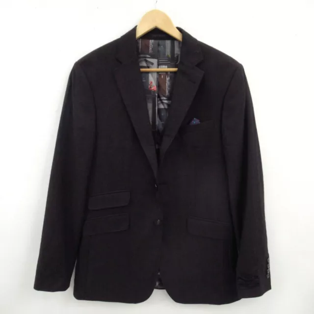 TED BAKER ENDURANCE Blazer Jacket 38R Modern Fit 100% Wool Dark Maroon ...
