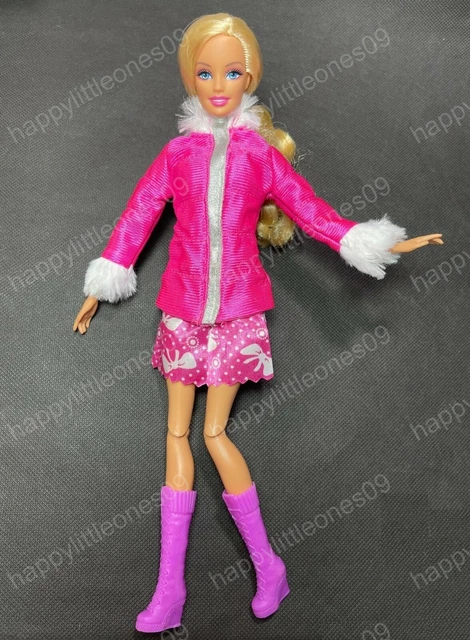 Barbie Doll Pink Winter Coat with Fur Jacket/Outfit/Clothes and Boots New Set