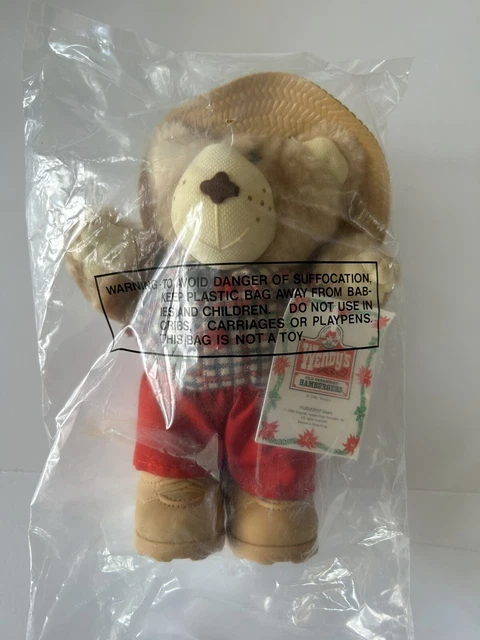 Vintage 1986 Wendy's Boone Furskin Happy Holiday Plush Bear Stuffed Animal Toy