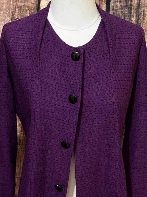 New Ming Wang Career Jacket Womens S Purple Black Textured Knit Blazer NWT 2