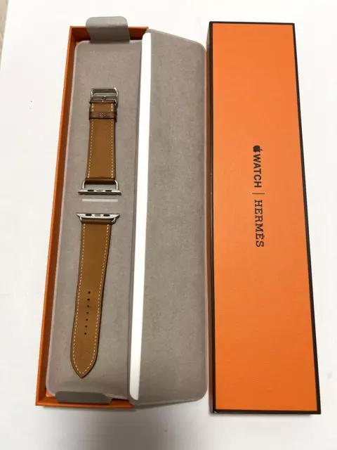 HERMES Apple Watch Belt Genuine Brown Leather Band for 42mm/44mm/45mm/49mm t