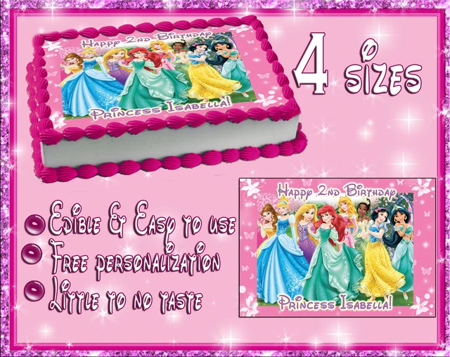 DISNEY PRINCESSES BIRTHDAY cake topper Edible sugar picture ariel belle ...