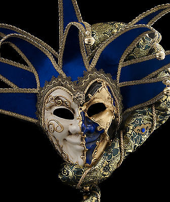 Mask from Venice Joker IN Stick And 10 Spikes Blue Golden Top Quality 1368 V79 2