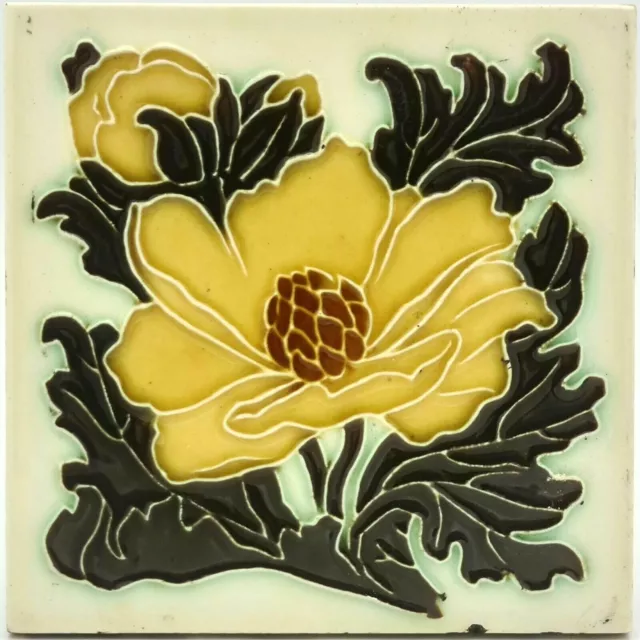 Fireplace Majolica Tile With Floral Design By Pilkington 1894 Ae5