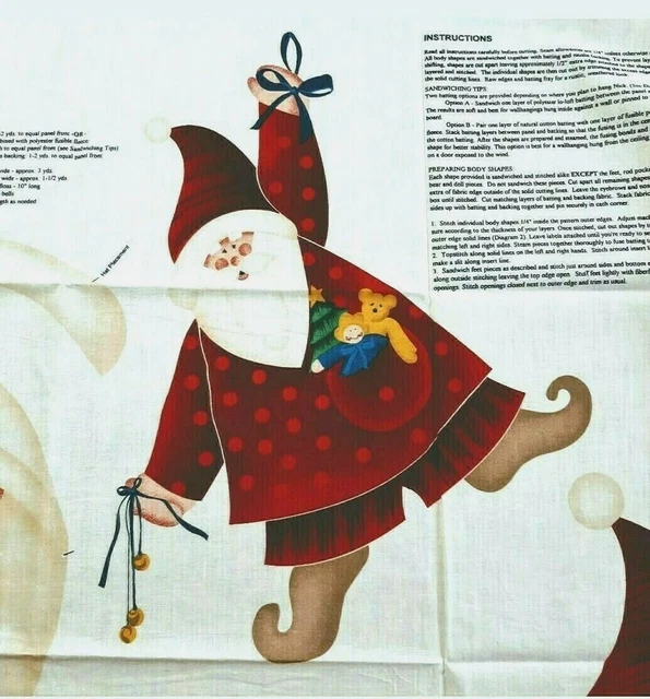 Fabric Panel Cut & Sew Wall Hanging Nick of Time SANTA Door Decor Xmas Craft