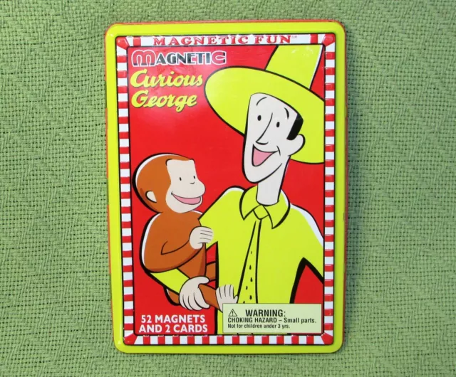 Curious George Magnetic Playset 45 Magnets 2 Cards Travel Tin Pretend Play Toy