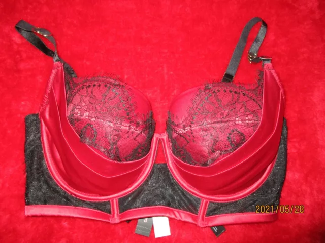 Ann Summers  Underwired  Red/Black  Balcony Bra  Size 36  E  Nwt  'Adalicia'