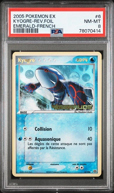 🇫🇷 Kyogre Holo Reverse PSA 8 Ex Emeraude 6/106 Bloc Ex Carte Pokemon Pca 💫