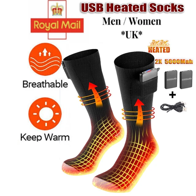 Heated Socks Electric Boot Feet Warmer USB Rechargable 5V 5000 Mah Battery UK