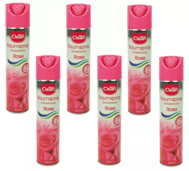 Elina Clean Raumspray Lufterfrischer 6x 300ml Rose