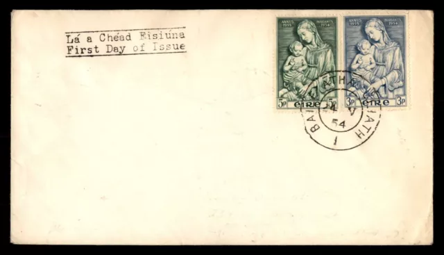 MayfairStamps Ireland FDC 1954 Pair Madonna & Child Dublin First Day Cover aaj_5