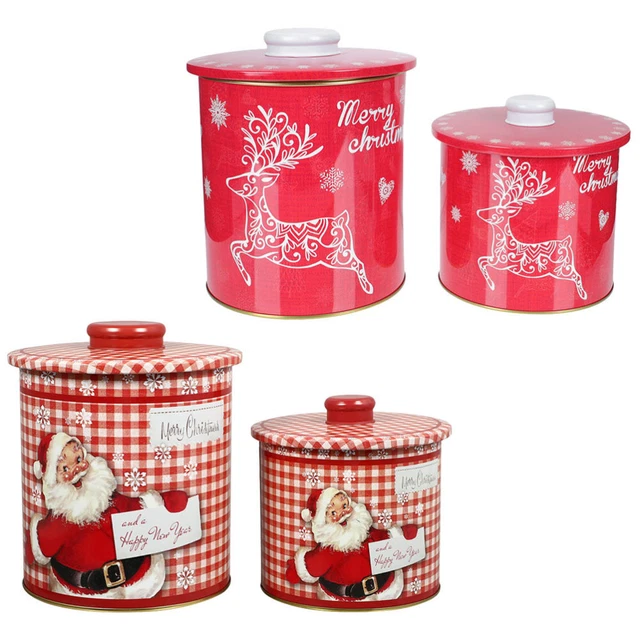 4pcs Weißblech Runde Weihnachten Multifunktionale Cookie Jar 9