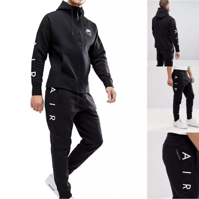 Nike Air Mens Tracksuit Fleece  Hoody Joggers Sweatpants Hoodie Bottoms Black