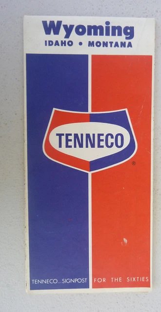 1964 Wyoming Idaho Montana  road  map Tenneco  oil  gas Yellowstone Glacier Park